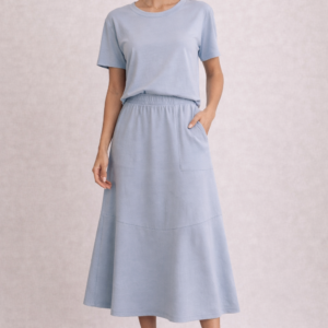 Conjunto Celeste blusa e saia