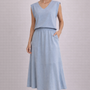 Conjunto Marcela Saia e Blusa Malha azul