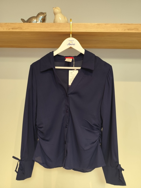 camisa manga longa azul marinha